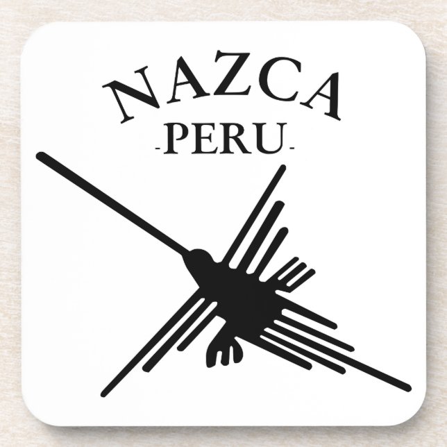 Porta-copo Nazca Peru Hummingbird com texto curvo (Frente)