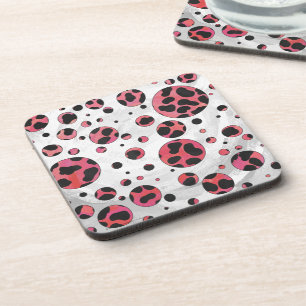 Porta-copo Negro e Vermelho Dalmáticos com Bolinhas