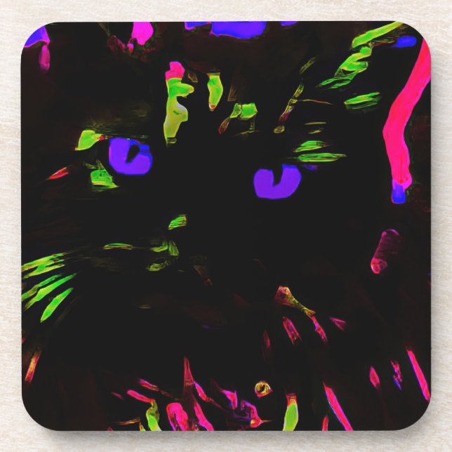 Porta-copo Neon Black Cat com olhos brilhantes (Frente)
