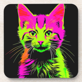 Porta-copo Neon Cat Portrait