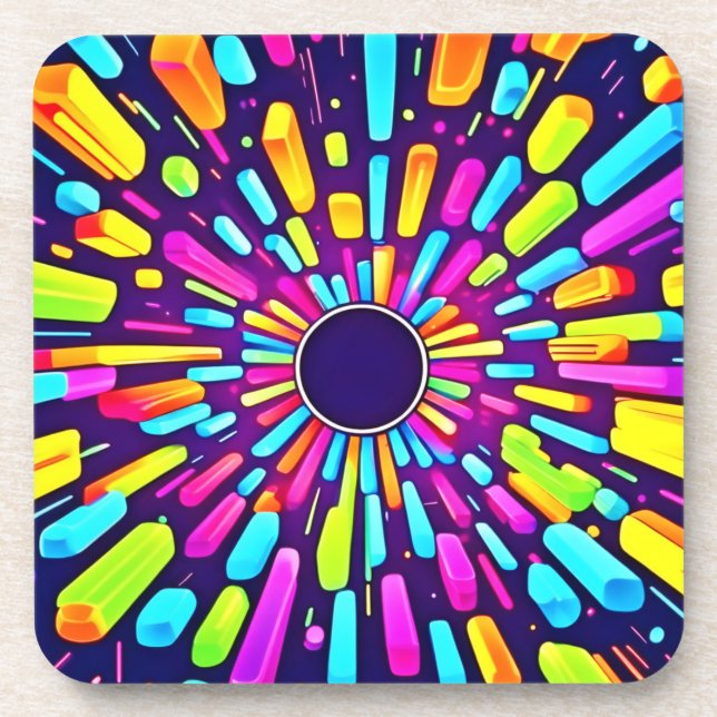 Porta-copo Neon Dreamscape: Uma Viagem Psicodélica (Frente)