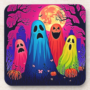Porta-copo Neon Ghosts Halloween Party Design