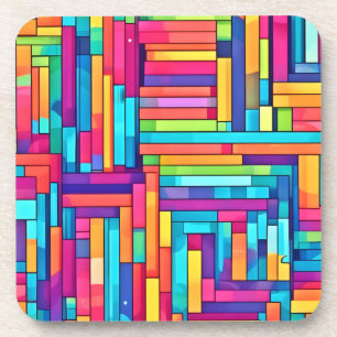 Porta-copo Neon Grid - Mosaico Abstrato Colorido