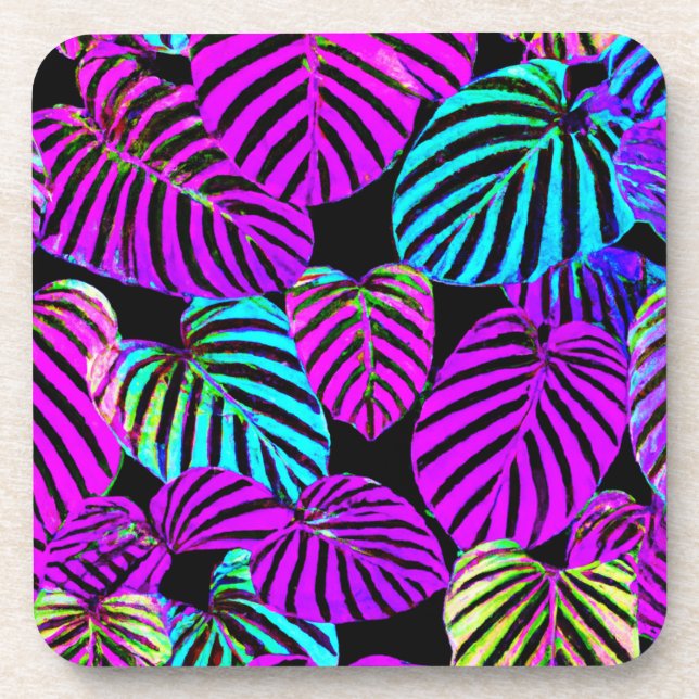 Porta-copo Neon Leaf Harmony Padrão Vibrante (Frente)