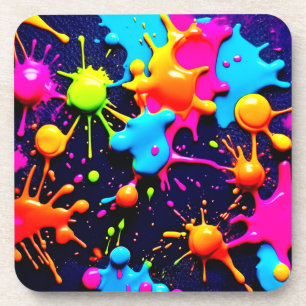 Porta-copo Neon Paint Splatter Abstrato Art