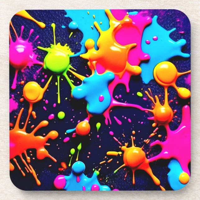 Porta-copo Neon Paint Splatter Abstrato Art (Frente)