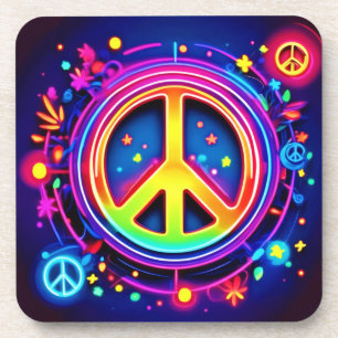 Porta-copo Neon Peace Símbolo Art