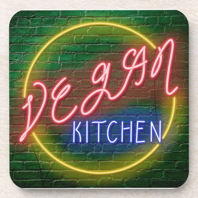 Porta-copo Neon Vegan Kitchen Sinal (Frente)