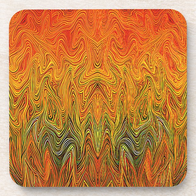 Porta-copo "Neural Firestorm" - Abstrato amarelo laranja (Frente)