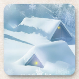 Porta-copo Neve derramada no telhado de uma floresta