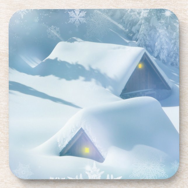 Porta-copo Neve derramada no telhado de uma floresta (Frente)