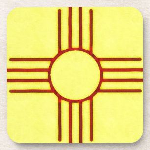 Porta-copo New mexico amarelo e vermelho Zia