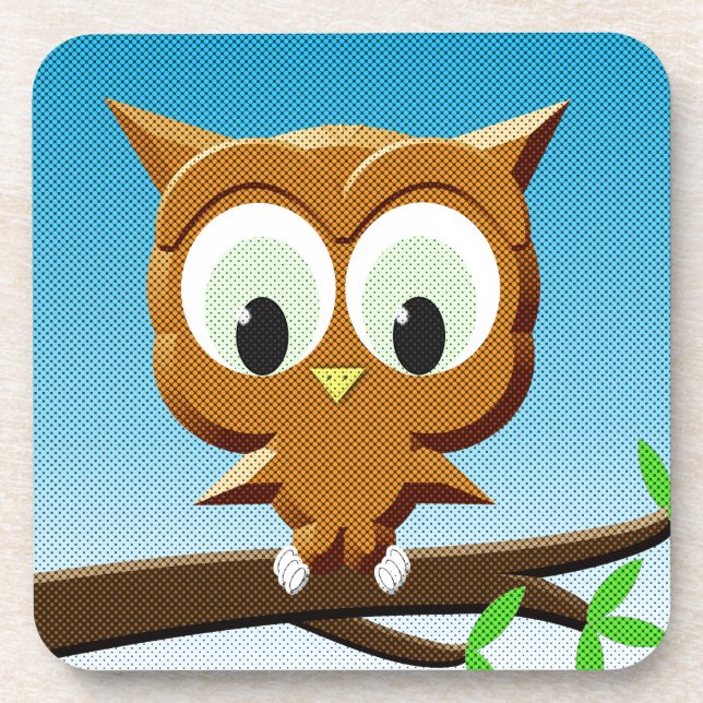 Porta-copo Newsprint Cartoon Owl (Frente)