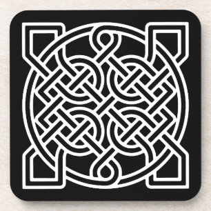 Porta-copo Nó do Marinheiro Celta, Branco num Fundo Negro
