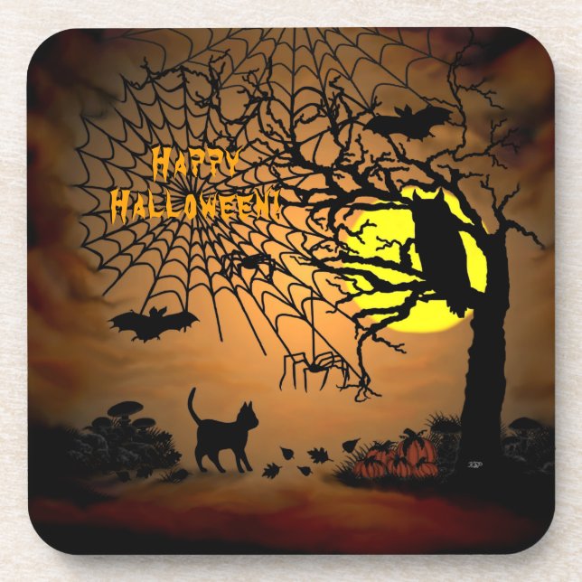 Porta-copo Noite de Halloween, Feliz Halloween! (Frente)