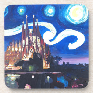 Porta-copo Noites estrelados em Sagrada Familia em Barcelona
