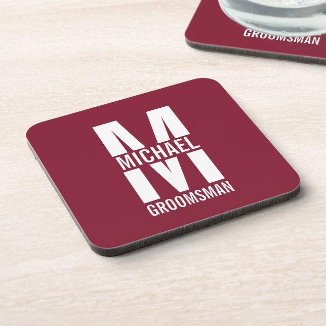 Porta-copo Noivos Personalizados Modernos Monograma e Nome (Left Side)