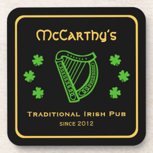 Porta-copo Nome da família personalizada de shamrock harp ve