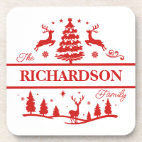 Nome da Família Personalizada Red White Christmas