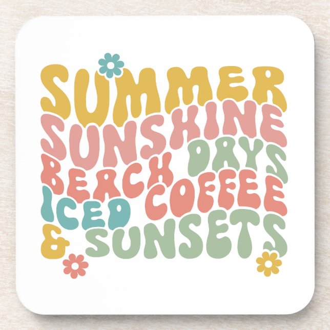 Porta-copo Nome do Monograma Cor-de-Rosa de Verão (Frente)