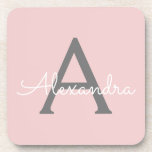 Porta-copo Nome do Monograma da Rapariga da Cinza Rosa Escamo<br><div class="desc">Cor-de-rosa e Cinza Simples Script Monogramas Name Portas copos de papel. Isso faz a formatura perfeita,  aniversário,  casamento,  chá de panela,  aniversário,  chá de fraldas ou presente de festa de solteira para alguém que ama luxo de vidro e estilos quíticos.</div>