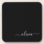 Porta-copo Nome do Monograma Girly de Script Moderno Branco N<br><div class="desc">Portas copos de papel do Monograma de Script Simples Preto e Branco. Isso faz a formatura perfeita,  aniversário,  casamento,  chá de panela,  aniversário,  chá de fraldas ou presente de festa de solteira para alguém que ama luxo de vidro e estilos quíticos.</div>