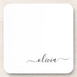 Porta-copo Nome do Monograma Girly de Script Moderno Branco N<br><div class="desc">Portas copos de papel do Monograma de Script Simples Preto e Branco. Isso faz a formatura perfeita,  aniversário,  casamento,  chá de panela,  aniversário,  chá de fraldas ou presente de festa de solteira para alguém que ama luxo de vidro e estilos quíticos.</div>