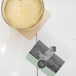 Porta-copo Nome e foto personalizados minimalistas da Pastel<br><div class="desc">Nome e foto personalizados minimalistas da Pastel Mint</div>