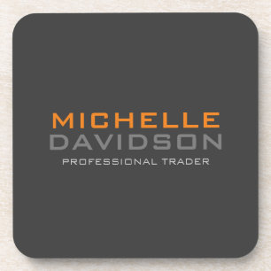 Porta-copo Nome Minimalista de Texto Laranja da Cinza Moderna