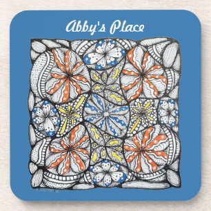 Porta-copo Nome Personalizado Colorido Abstrato Doodle