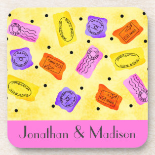 Porta-copo Nome Personalizado de Carimbos do Passaporte Amare