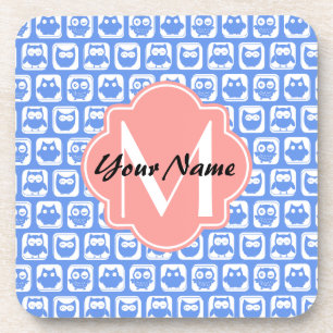 Porta-copo Nome Personalizado do Monograma de Coral Padrão de
