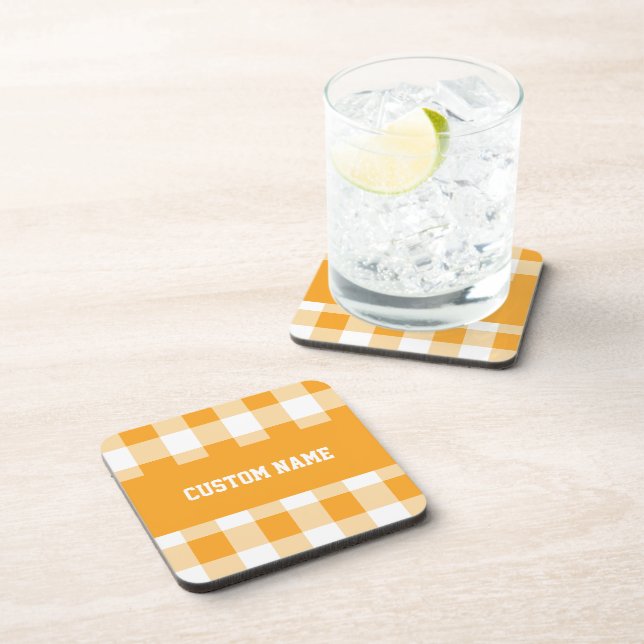 Porta-copo Nome Personalizado do Padrão Gingham (Lado Direito)