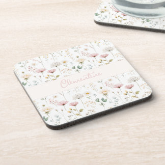 Porta-copo Nome Personalizado Flor Silvestre Botânica Rosa Em