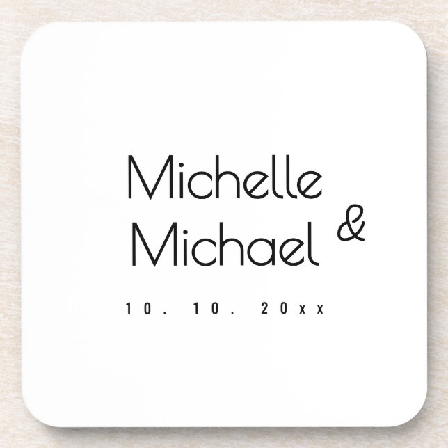 Porta-copo Nomes Modernos Mínimos de Preto e Branco (Frente)