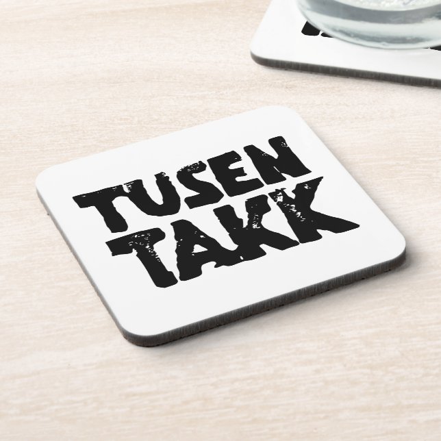 Porta-copo Norueguês "Obrigado", Preto e Branco Lino Cortado (Left Side)