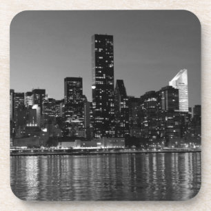 Porta-copo Nova Iorque de Skyscapers Branco Preto Silhouette