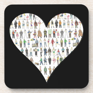 Porta-copo Nova Iorque NYC Black Heart Art Boroughs Pessoas