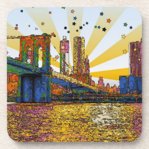 Porta-copo Nova Iorque psicodélico: Ponte Brooklyn, WTC nº 