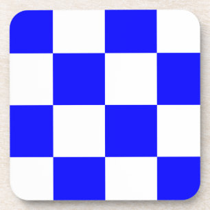 Porta-copo NOVEMBER Azul Xadrez Branco Quadrado