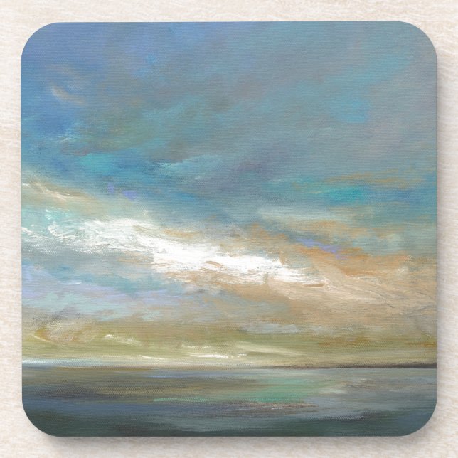 Porta-copo Nuvens costeiras com oceano (Frente)