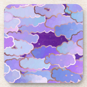 Porta-copo Nuvens japonesas, crepúsculo, violeta e roxo profu