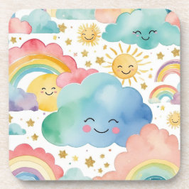 Porta-copo Nuvens Sorridentes Cute Padrão Arco-íris Sóis