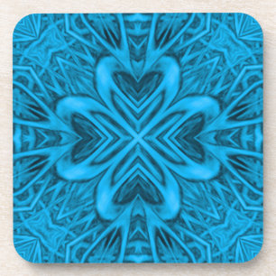Porta-copo O caleidoscópio azul do Fractal do vintage dos