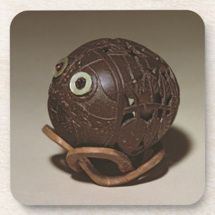 Porta-copo O coco sculpted em uma cara, c.1895