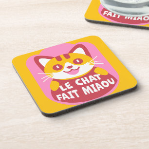 Porta-copo O desenho animado de gato laranja-acastanhado diz 