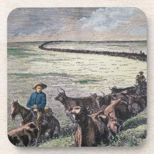 Porta-copo O gado de Longhorn conduz de Texas a Abilene,