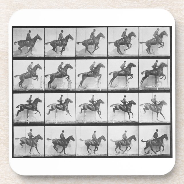 Porta-copo O homem e o cavalo que saltam uma cerca, chapeiam (Frente)