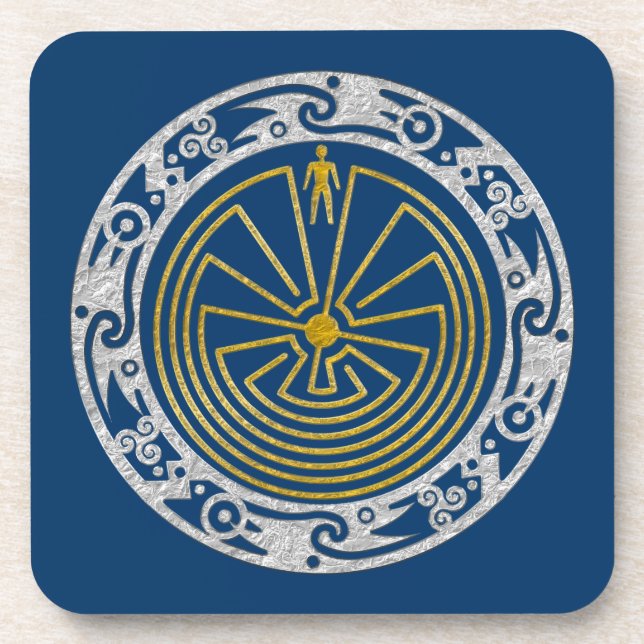 Porta-copo O Homem no Maze - Ouro de ornamento prata (Frente)