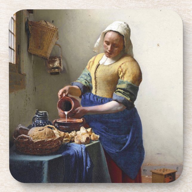Porta-copo O Milkmaid, c.1658-60 (óleo em canvas) (Frente)